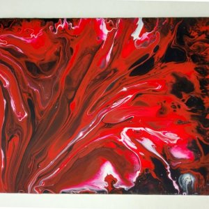 Acrylic Pouring Bild "Red Lava"