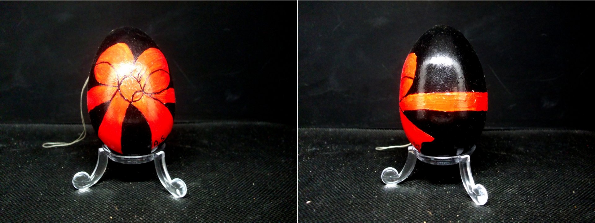 schwarz grundiertes Ei mit roter Schleife 2er Bild klein.JPG