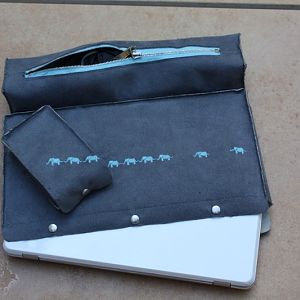 Notebooktasche, genäht aus weichem Kunstleder