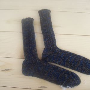 Socken 6-fach Garn blau-grau
