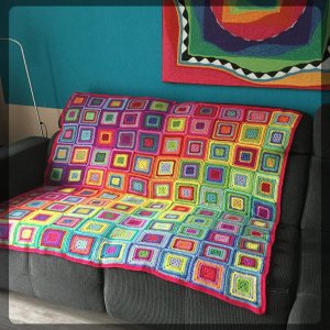 Boho Rainbow Squares Blanket