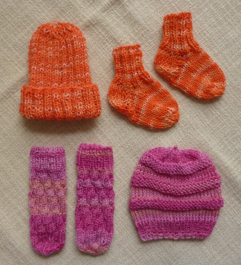 2 Frühchen-Sets orange + pink