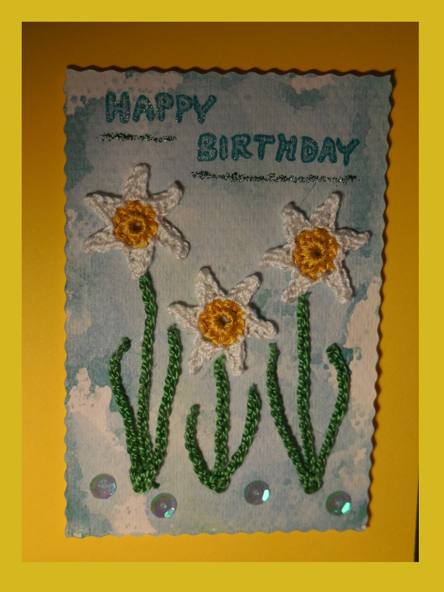 Geburtstagskarte Häkelblume